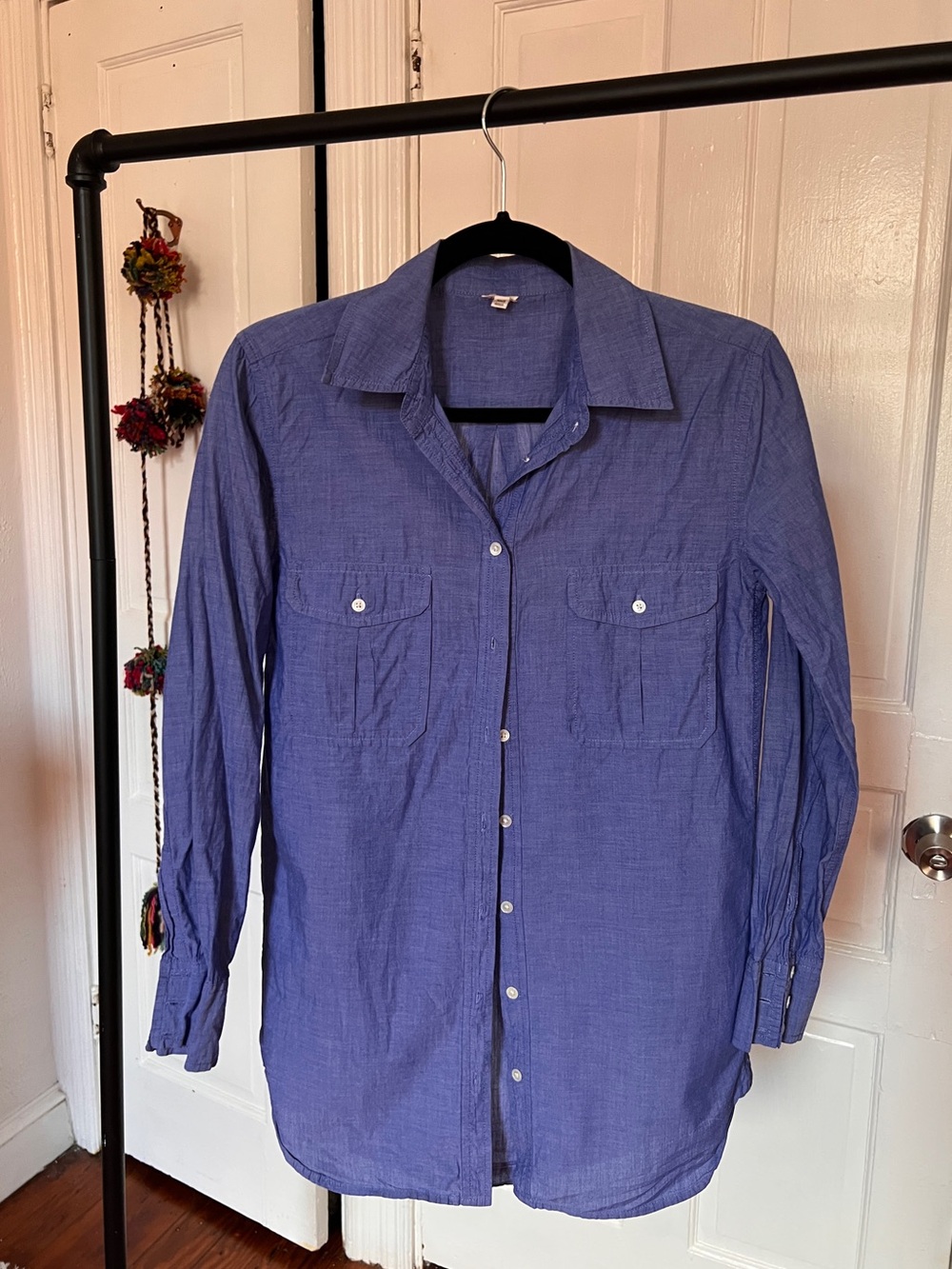 J Crew Blue Long-Sleeve Button-Down Shirt
